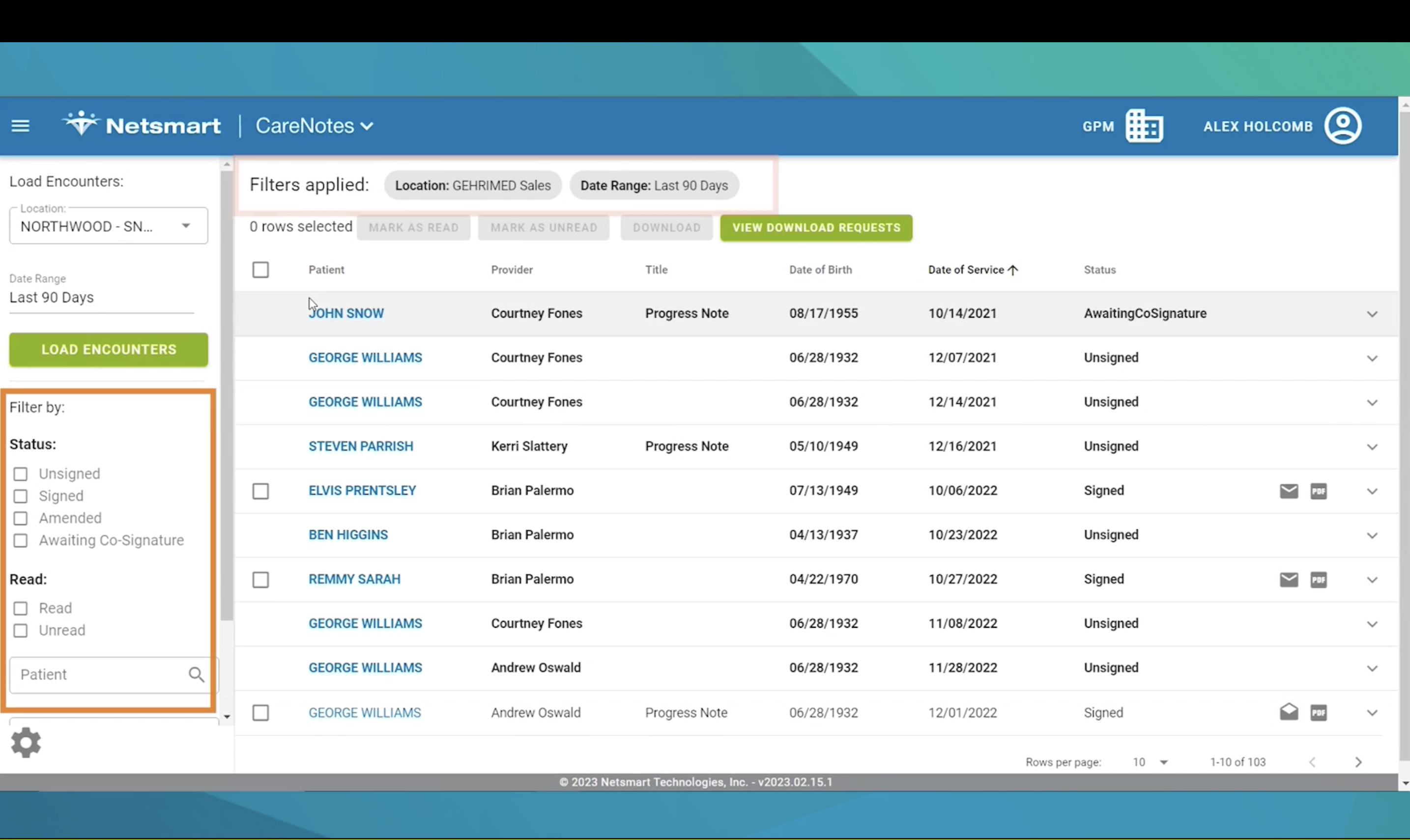 GPM results dashboard